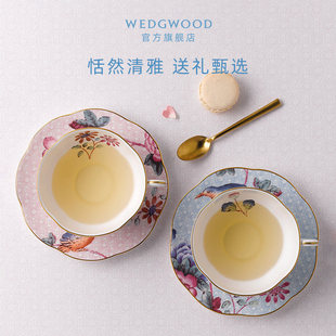 会员日wedgwood威基伍德杜鹃，2杯2碟骨瓷，咖啡杯子高档精致英式