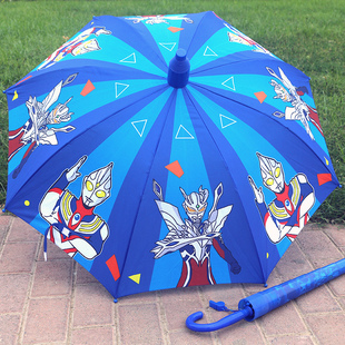 深蓝色儿童雨伞幼儿园小学，生男女孩安全长柄伞，黑胶加厚防水套防晒