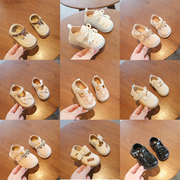 秋冬女童小皮鞋学步鞋女宝宝鞋子，1到3岁婴儿鞋软底小童公主鞋