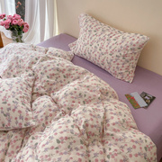 a类有氧双层纱布，紫藤花被套四件套全棉，纯棉100被罩床单床笠三件套