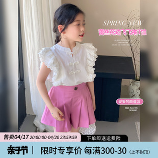女童新中式娃娃衫2024夏季国风宝宝T恤休闲童装短袖儿童上衣