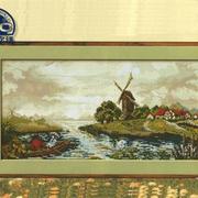 法国dmc十字绣套件手工风景，油画客厅大幅欧式湖边浪漫划船风车