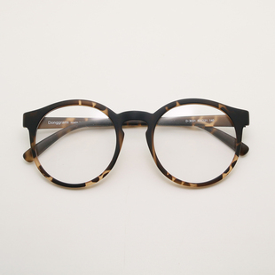 大圆框眼镜架韩国TR90豹纹色超轻板材近视框文艺男女适用可配度数