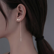 s925纯银耳环长款小耳坠超仙气质设计感耳饰，星星养耳洞耳线女气质