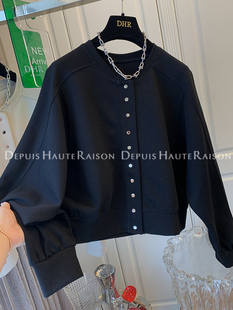 DHR 独特气质排扣圆领蝙蝠袖外套上衣卫衣女宽松休闲设计感小众春