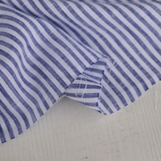 意大利进口薄款蓝白竖条纹细腻砂洗纯亚麻，面料设计师布料