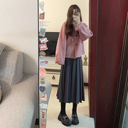 韩系粉色外套女装，春秋季2024秋冬宽松上衣茶系穿搭高级感