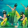 出水浮莲小兰花奖女童，古典舞蹈服装六一儿童，表演出服云川之舞绿色