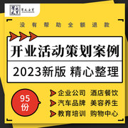 科技企业咨询传媒公司汽车4S店美容养生餐饮酒店开业策划方案