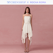 rocharoma时尚蕾丝拼接不规则长裙，连衣裙百搭chenshop设计师品牌