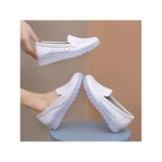春秋护士鞋女软底休闲韩版白色平底鞋坡跟透气防滑单鞋护理鞋