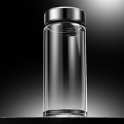 单层玻璃杯男士透明高档大容量加厚水杯带盖家用便携办公泡茶杯子