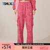 TSMLXLT TT潮牌直筒休闲裤女美式粉色卫裤女生宽松工装裤运动裤子