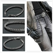 韩产哈雷印第安钱包链摩托，骑士机车链条背带时尚腰链个性脊柱