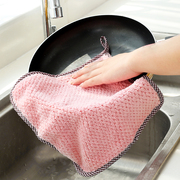 珊瑚绒方巾毛巾加厚柔软吸水不易掉毛小方巾，儿童宝宝菠萝格擦手巾