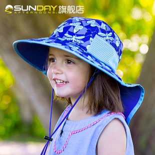 美国sundayafternoons儿童防晒帽婴儿，宝宝沙滩遮阳帽儿童太阳帽