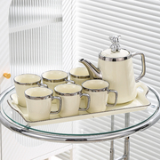 卡其社陶瓷水壶水杯杯子套装家用客厅待客杯具轻奢风高档茶具茶杯