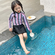 2024儿童泳装泳装女孩连体裙式防晒速干泳装中小童游泳衣带帽