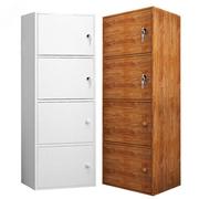 置物木柜子储物柜带门带锁置物柜四层带锁柜床头柜衣物收纳柜