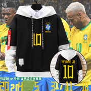 巴西队2022卡塔尔世界杯足球迷，服假两件连帽卫，衣服男女儿童装外套