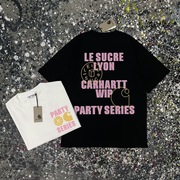 CARHARTT WIP 卡哈特工装潮牌粉色字母黄色小标情侣款短袖T恤