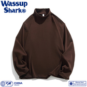 Wassup Shark双面德绒半高领打底衫卫衣男春秋冬季保暖长袖T恤女