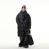 尾郎的店冬季设计感欧美大衣，围巾高级感美式中长款皮面棉服外套潮