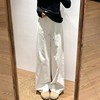 梨形身材白色运动休闲裤女春季新款胖妹妹mm高腰宽松显瘦阔腿长裤