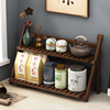 茶桌上置物收纳架，小型博古架新中式茶台摆件装饰品，实木茶叶茶具架