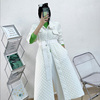 韩国时尚收腰修身白色棉服女中长款2021秋季羽绒棉服轻薄棉衣