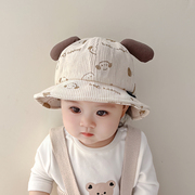 宝宝帽子秋季婴儿可爱渔夫帽灯芯绒男女童遮阳帽婴幼儿防晒帽