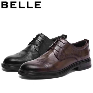 Belle/百丽男鞋2024通勤真皮商务正装皮鞋男系带单鞋A1220CM3