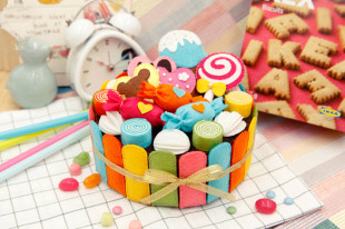 彩虹生日蛋糕收纳盒置物盒不织布，diy手工制作布艺创意材料包美悦