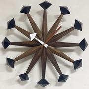 实木多边形挂钟polygonclock尼尔森设计北欧圆形客厅静音石英钟