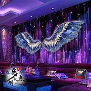 ktv酒吧包厢装饰壁纸天使翅膀，墙纸3d炫彩仿发光壁画星空背景墙布