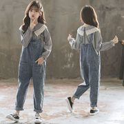 女童背带裤儿童春秋牛仔裤洋气韩版大童裤子春款女孩外穿长裤春装