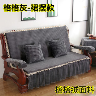 条纹实木沙发垫红木质沙发，坐垫带靠背，木椅座垫冬季加厚海绵