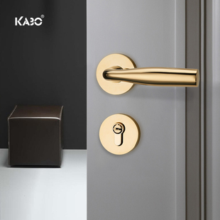 德国kabo室内卧室门锁，北欧简约分体锁金色，家用房间门锁实木门把手