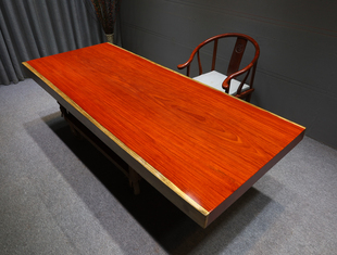 尺寸：25110310 非洲红花梨实木大板自然边茶桌原木餐桌办公桌