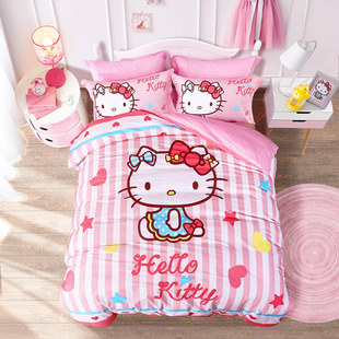 哈喽kitty凯蒂猫床上三四件套纯棉，被罩四季薄款kt猫儿童家纺宿舍