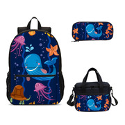 海洋动物儿童书包海豚海星双肩包学生背包午餐饭盒包斜挎包铅笔盒