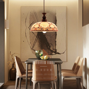 新中式陶瓷吊灯餐厅吧台吊灯青花瓷茶楼餐桌吊灯可调节高度入户灯