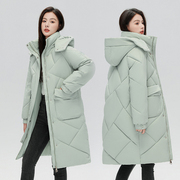 可脱卸帽羽绒棉服女中长款2023冬季韩版宽松加厚大码保暖外套