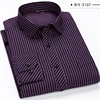 春季长袖爸爸衬衫紫色竖条纹，休闲衬衣男士春装，抗皱免烫易打理(易打理)上衣