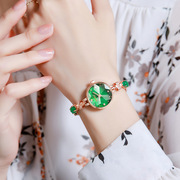 亚铂尼时尚潮流小表盘绿色女士手表手链式百搭防水女生表