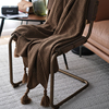北欧简约风纯色针织休闲盖毯夏季空调单人毯沙发装饰毯咖啡色