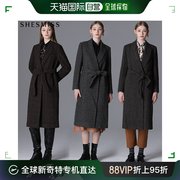 韩国直邮SHESMISS 经典款 腰带细节 格纹细节 大衣外衣