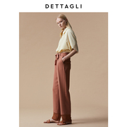 dettagli迪塔莉，设计感时尚，淡黄色拼接短袖衬衫女