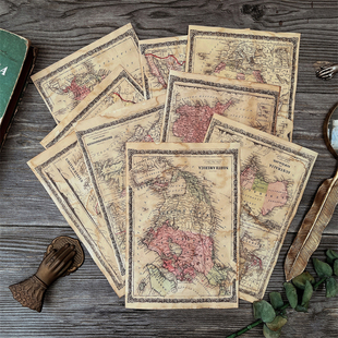 咖啡染纸junkjournal复古航海，地图纸手帐装饰大尺寸手工拼贴素材