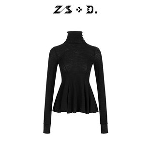 ZS+D高领裙摆型羊毛打底衫 冬季奢柔法式优雅收腰针织衫791C806Z